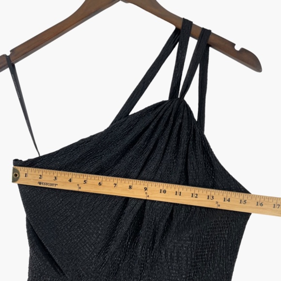 Dessy Collection One Shoulder Metallic Textured Dress in Black - Picture 7 of 9